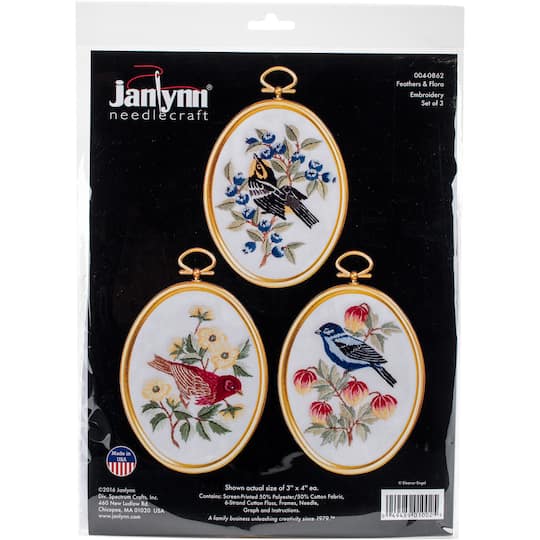 Janlynn&#xAE; Feathers &#x26; Flora Embroidery Kit Set